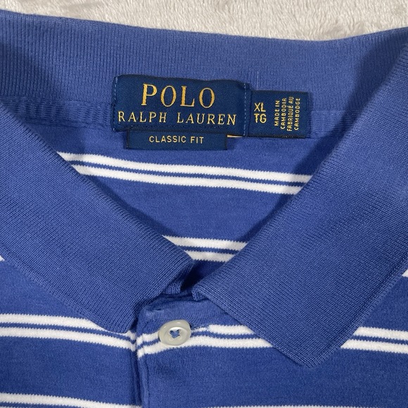 Polo Ralph Lauren Classic Fit XL Blue Striped Flesh‎ Pony Embroidered Logo - Picture 3 of 8